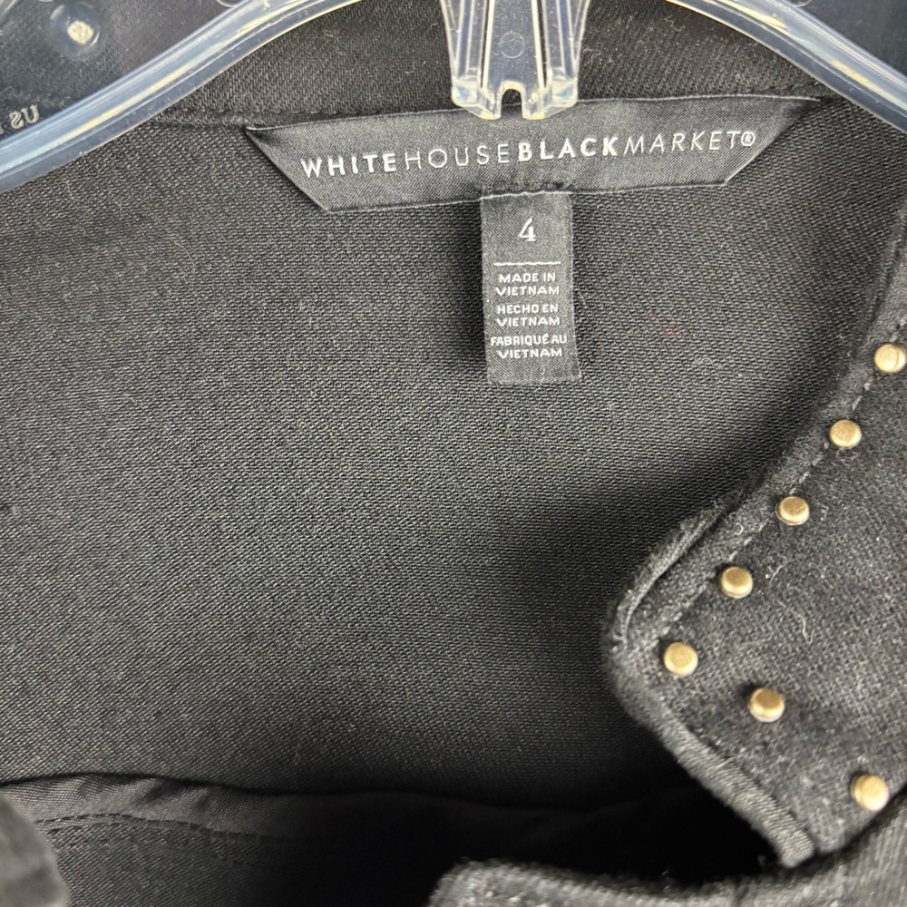 White House Black Market Black Denim Stud-Trim Utility Jacket - Picture 4 of 11